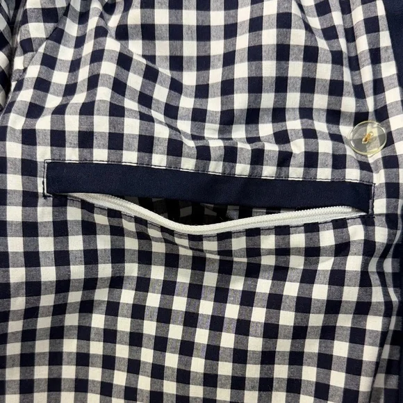 Lauren Ralph Lauren Navy Double-Breasted Belted Trench Coat Checkered Lining L - Picture 13 of 16